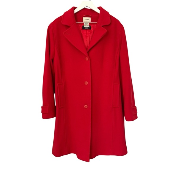 L.L. Bean Bellani Fabric Made in Italy Wool Thinsulate Red Trench Coat Women 2X - Picture 1 of 16